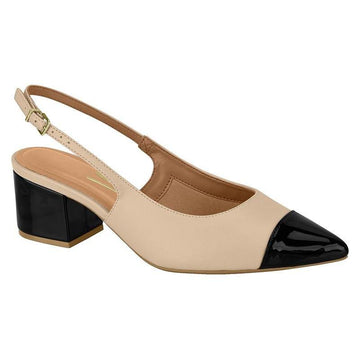 Vizzano 1220-337 Block Heel Slingback Pump in Beige/Black